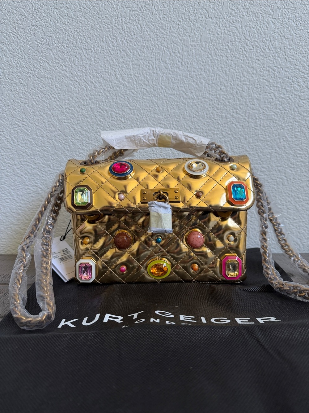 Kurt Geiger Women's Metallic Mini Brixton Gems Convertible Shoulder Bag NWT